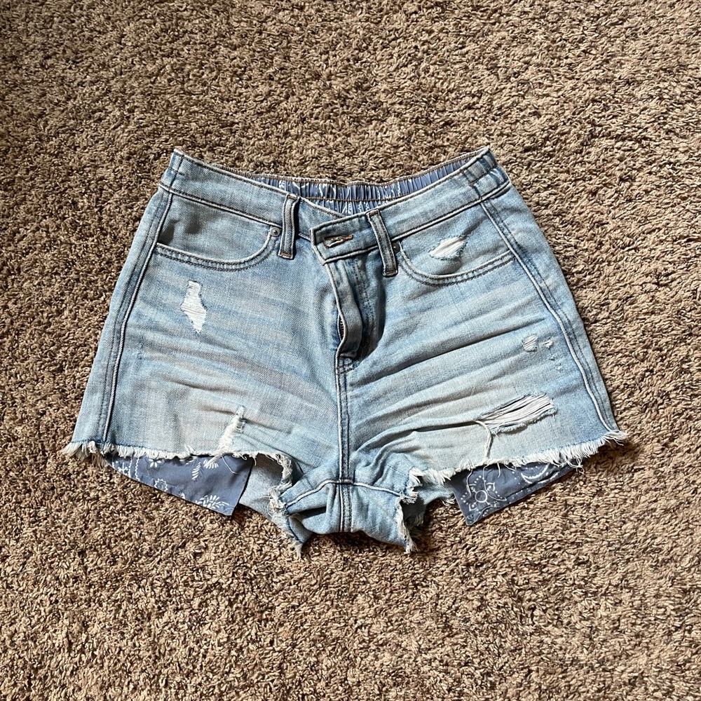 Aerie High Waisted Distressed Shorts XS